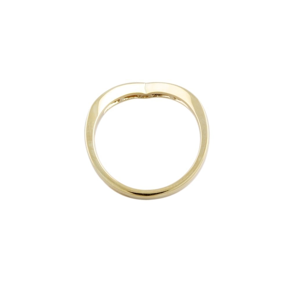 9ct Yellow Gold Blue Sapphire and Diamond Wishbone Ring