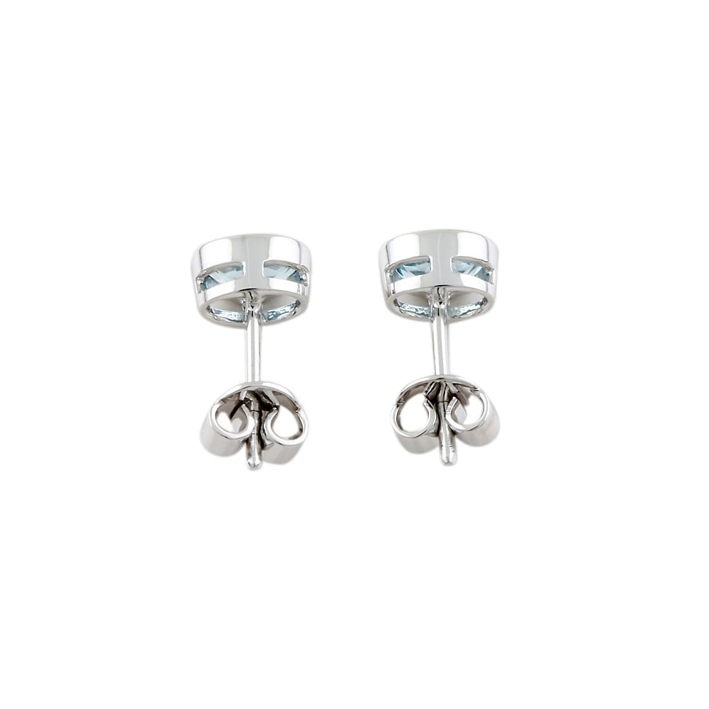 9ct White Gold Aquamarine Stud Earrings