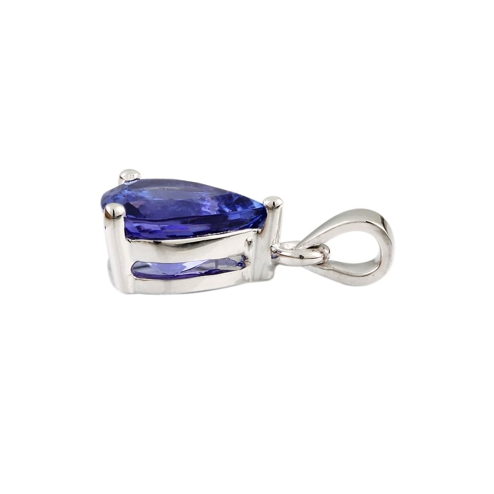 9ct White Gold Tanzanite Drop Pendant