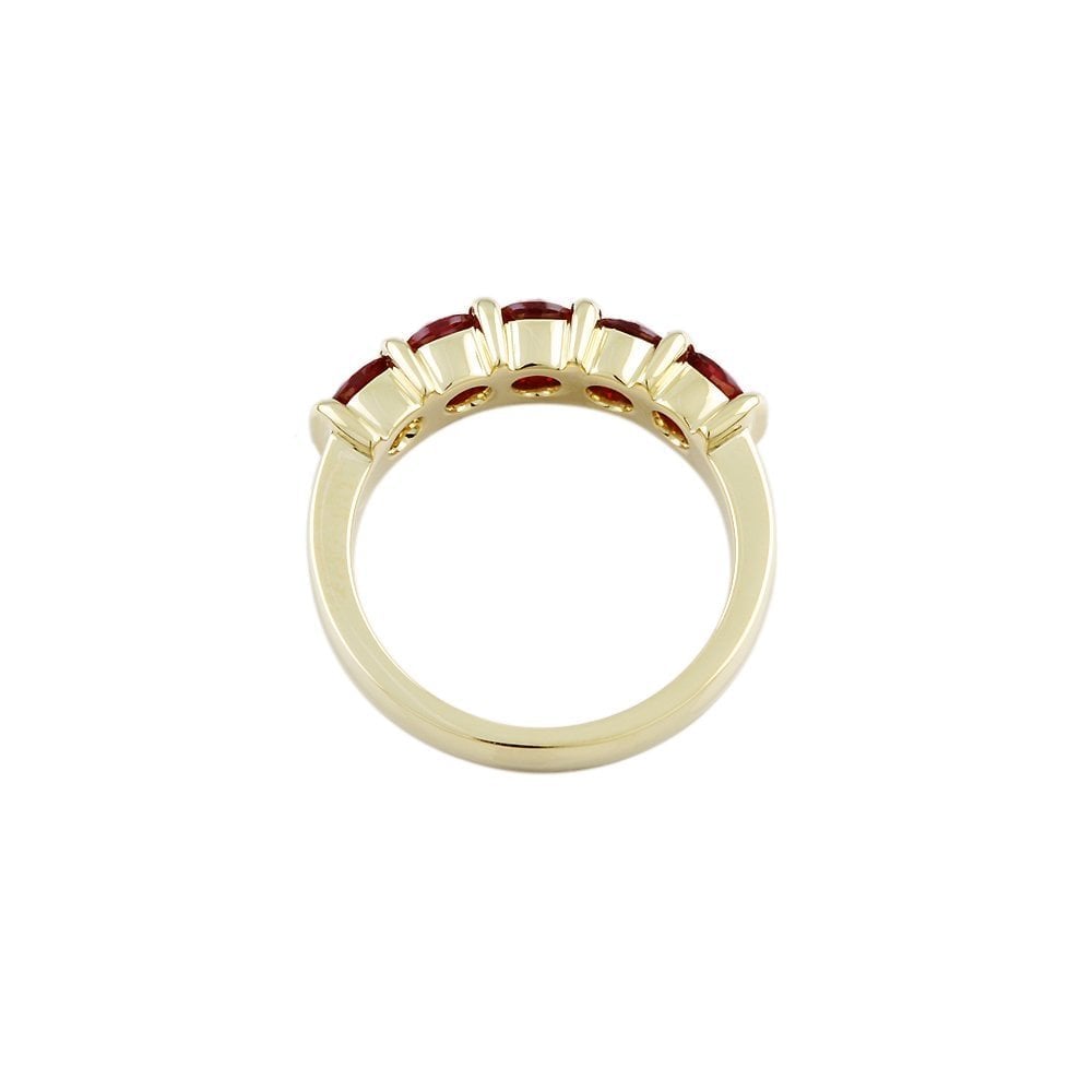 Yellow Gold 1.45ct Round Ruby Five Stone Ring