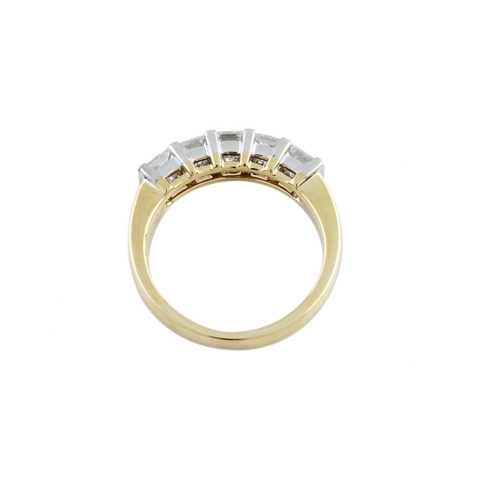 Yellow and White Gold 0.80ct Princess Cut Diamond Five Stone Ring