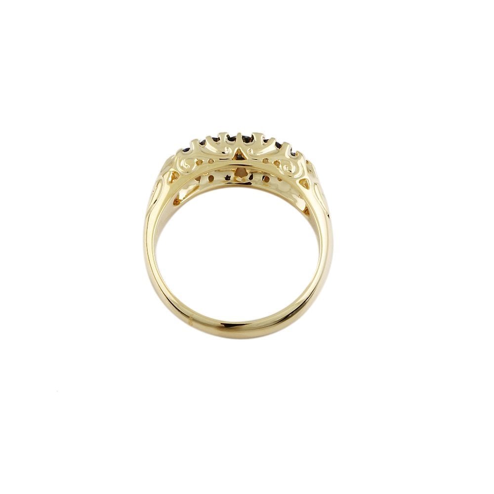 Yellow Gold 0.40ct Round Blue Sapphire Five Stone Ring