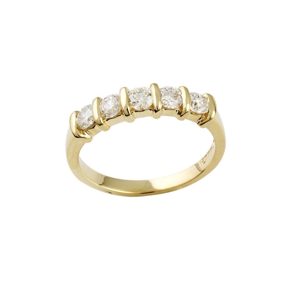 Yellow Gold 1.00ct Round Brilliant Diamond Five Stone Ring