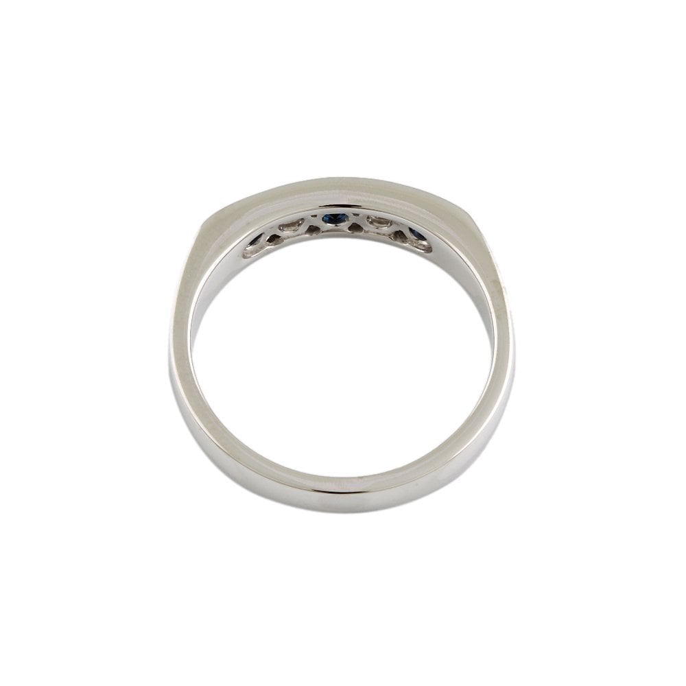 White Gold 0.20ct Round Brilliant Diamond and 0.40 Round Blue Sapphire Five Stone Ring
