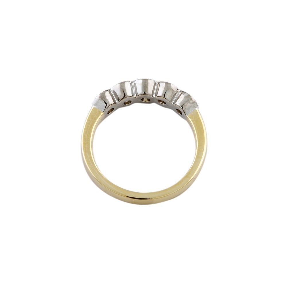 Yellow and White Gold 0.75ct Round Brilliant Diamond Five Stone Ring