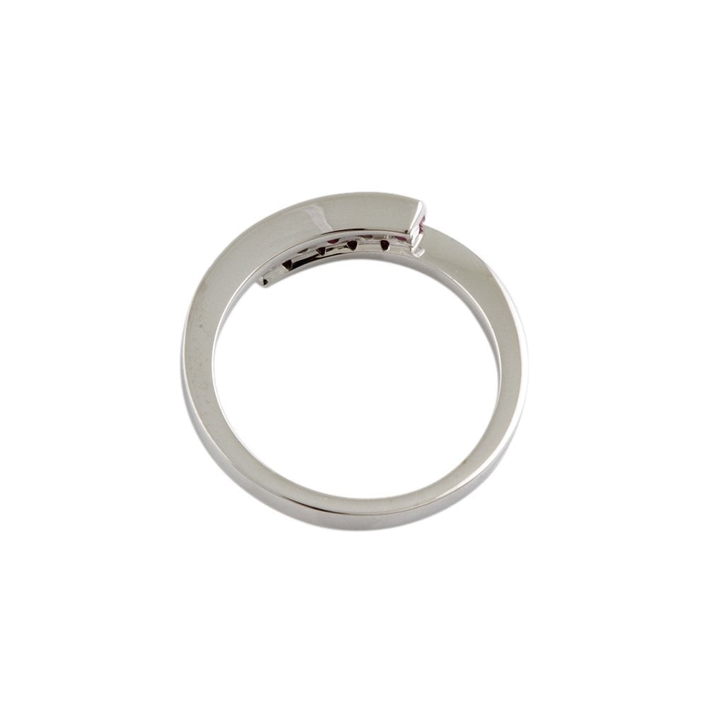 White Gold 0.10ct Round Brilliant Diamond and 0.19 Round Pink Sapphire Five Stone Ring