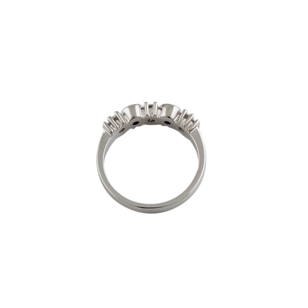 White Gold 0.45ct Round Brilliant Diamond and 0.40 Round Blue Sapphire Five Stone Ring