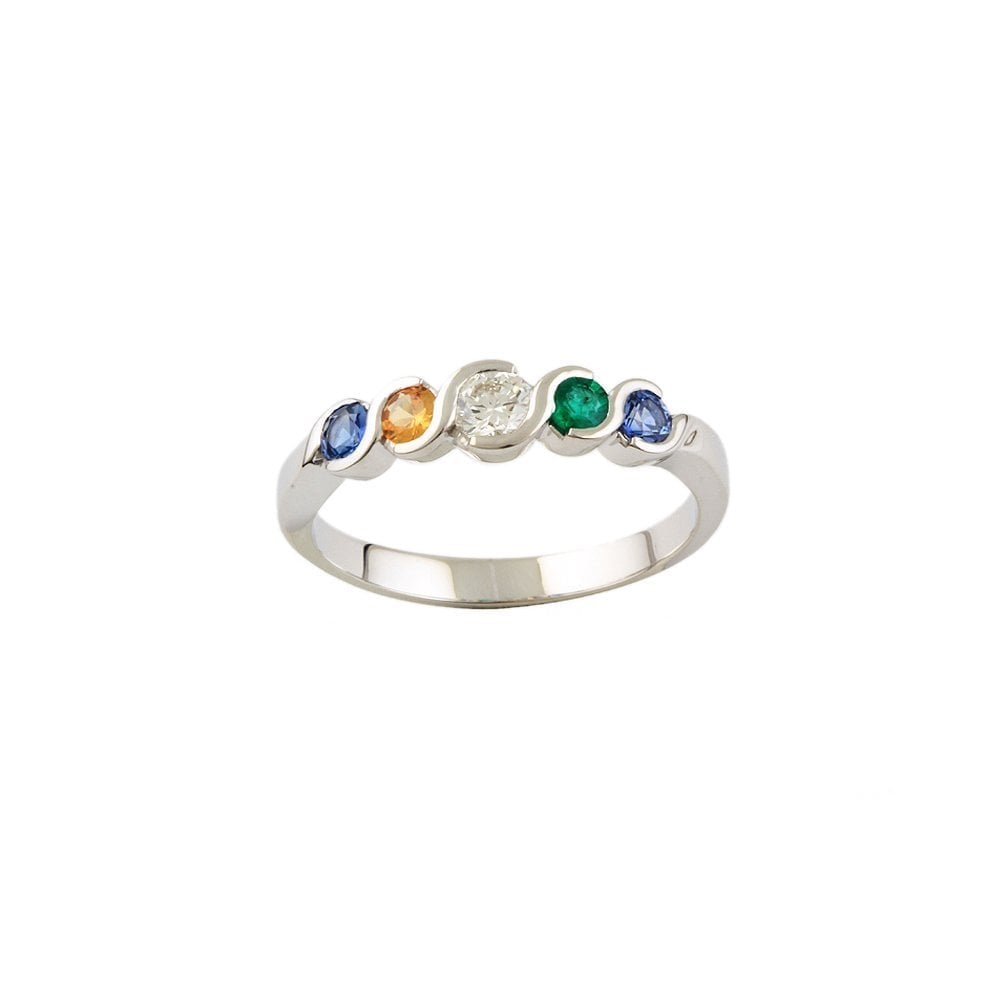 White Gold 1.00ct Round Brilliant Multi Stone Five Stone Ring
