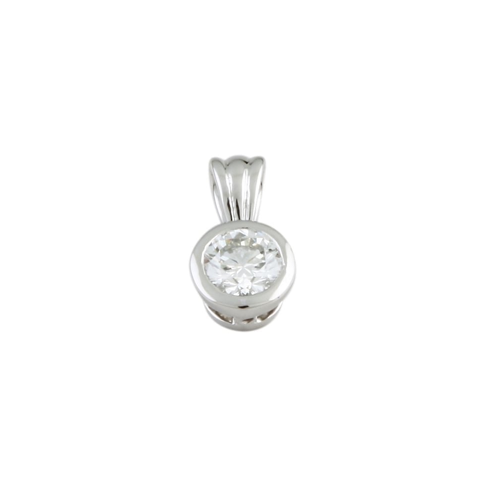 9ct White Gold Diamond Solitaire Pendant