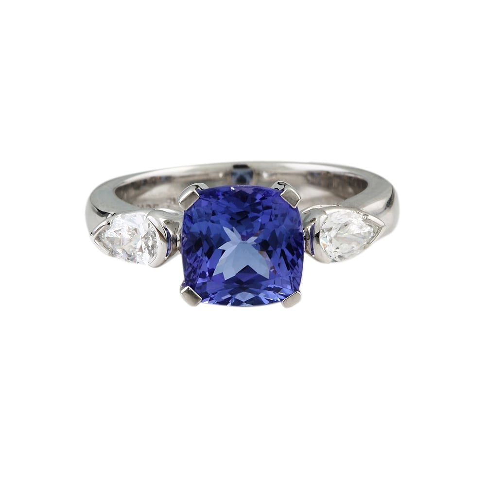9ct White Gold, 3.00ct Tanzanite and 0.50ct Diamond Ring