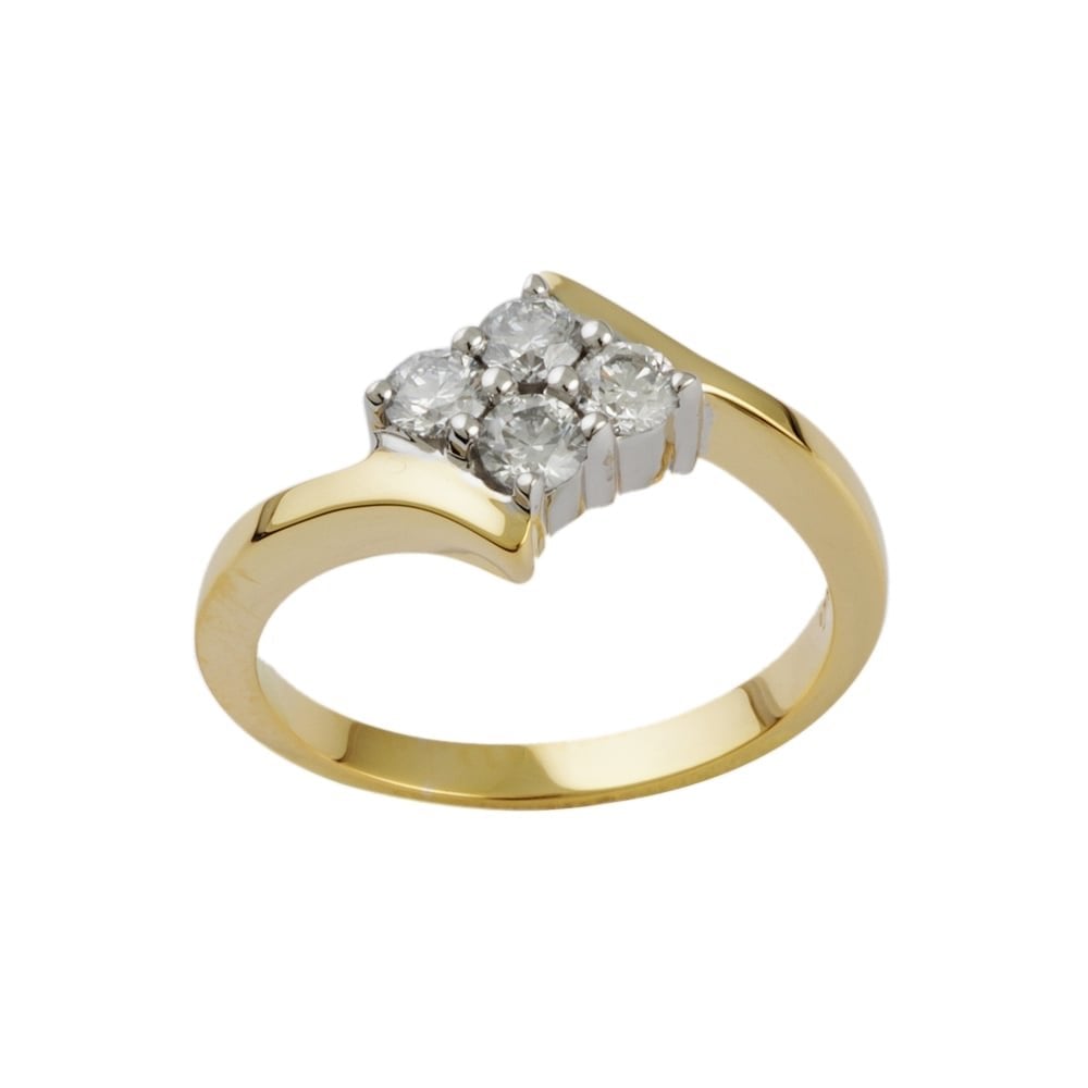 9ct Yellow and White Gold Diamond Dress Ring