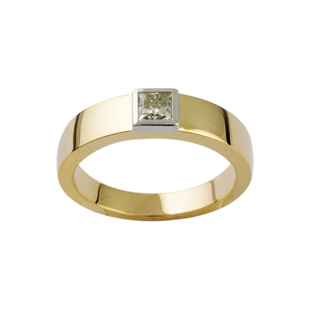 9ct Yellow and White Gold Diamond Solitaire Ring 0.50ct