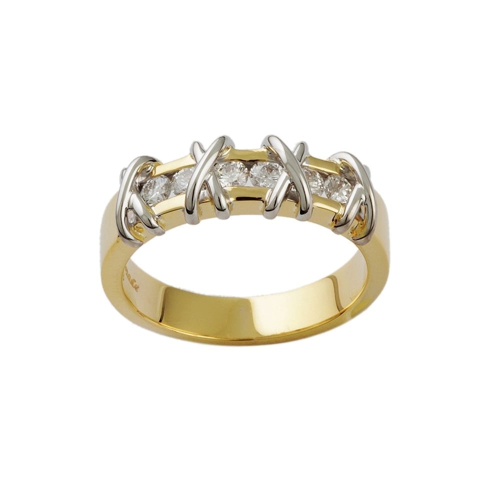 9ct Yellow and White Gold Diamond Dress Ring