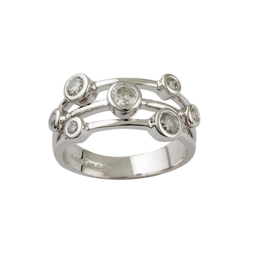 9ct White Gold Diamond Bubble Ring 0.85ct