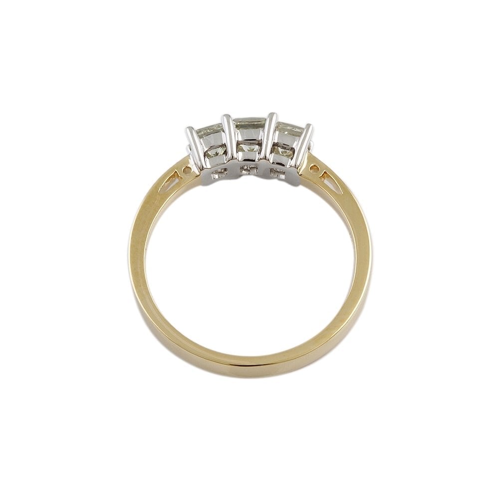 9ct Yellow and White Gold Diamond Three Stone Ring 1.00ct