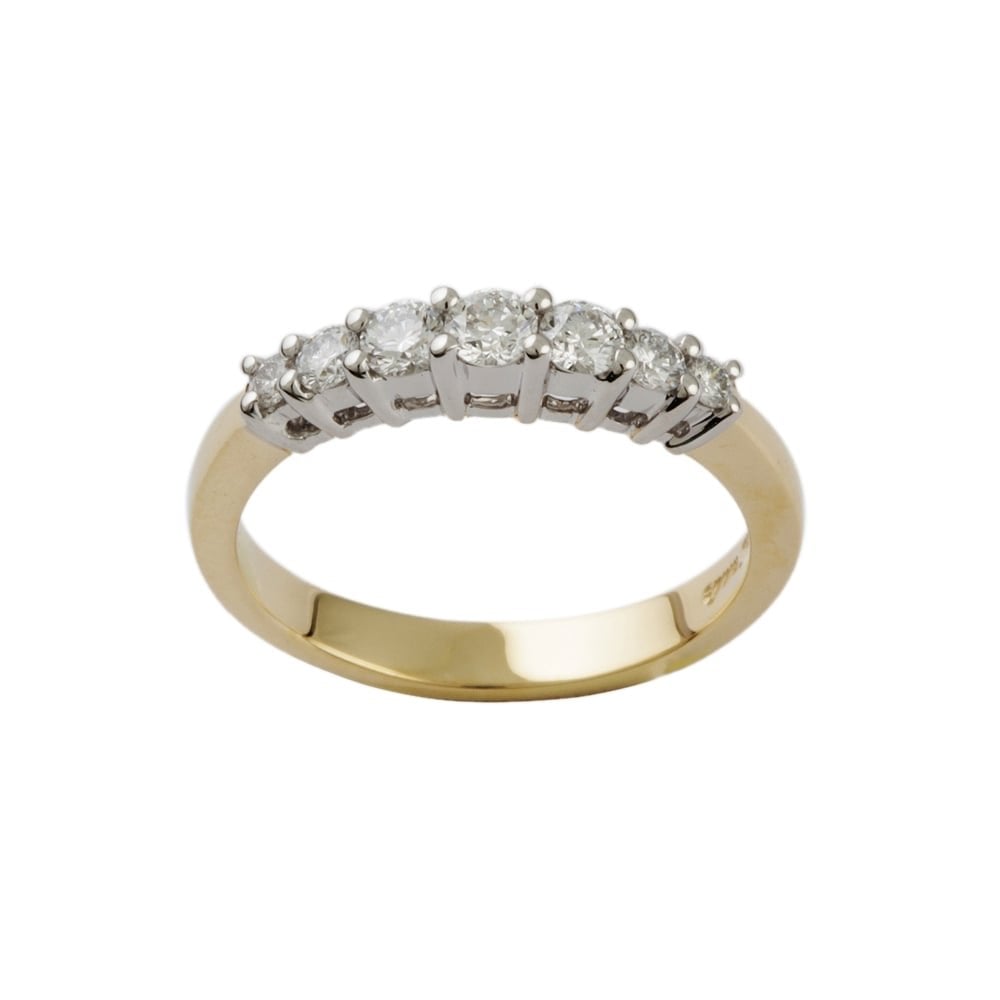 9ct Yellow and White Gold Diamond Seven Stone Ring