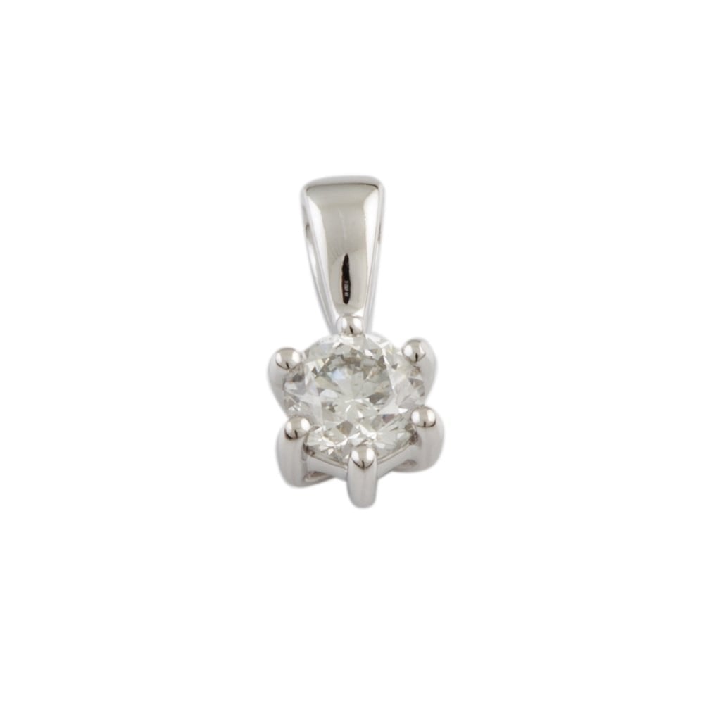 9ct White Gold Diamond Solitaire Pendant