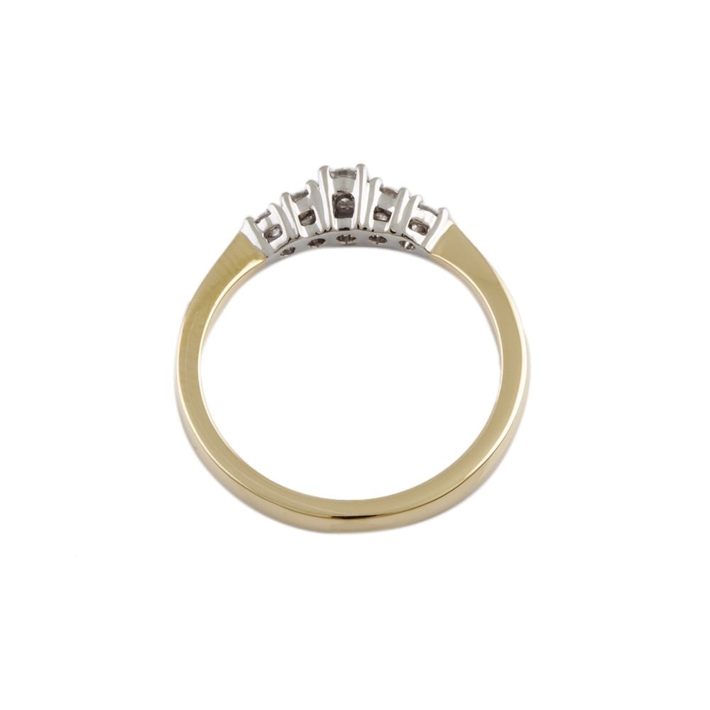 9ct Yellow and White Gold Diamond Five Stone Ring