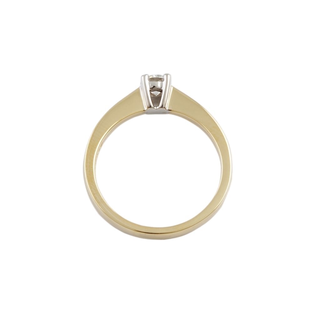 9ct Yellow and White Gold Diamond Solitaire Ring 0.35ct