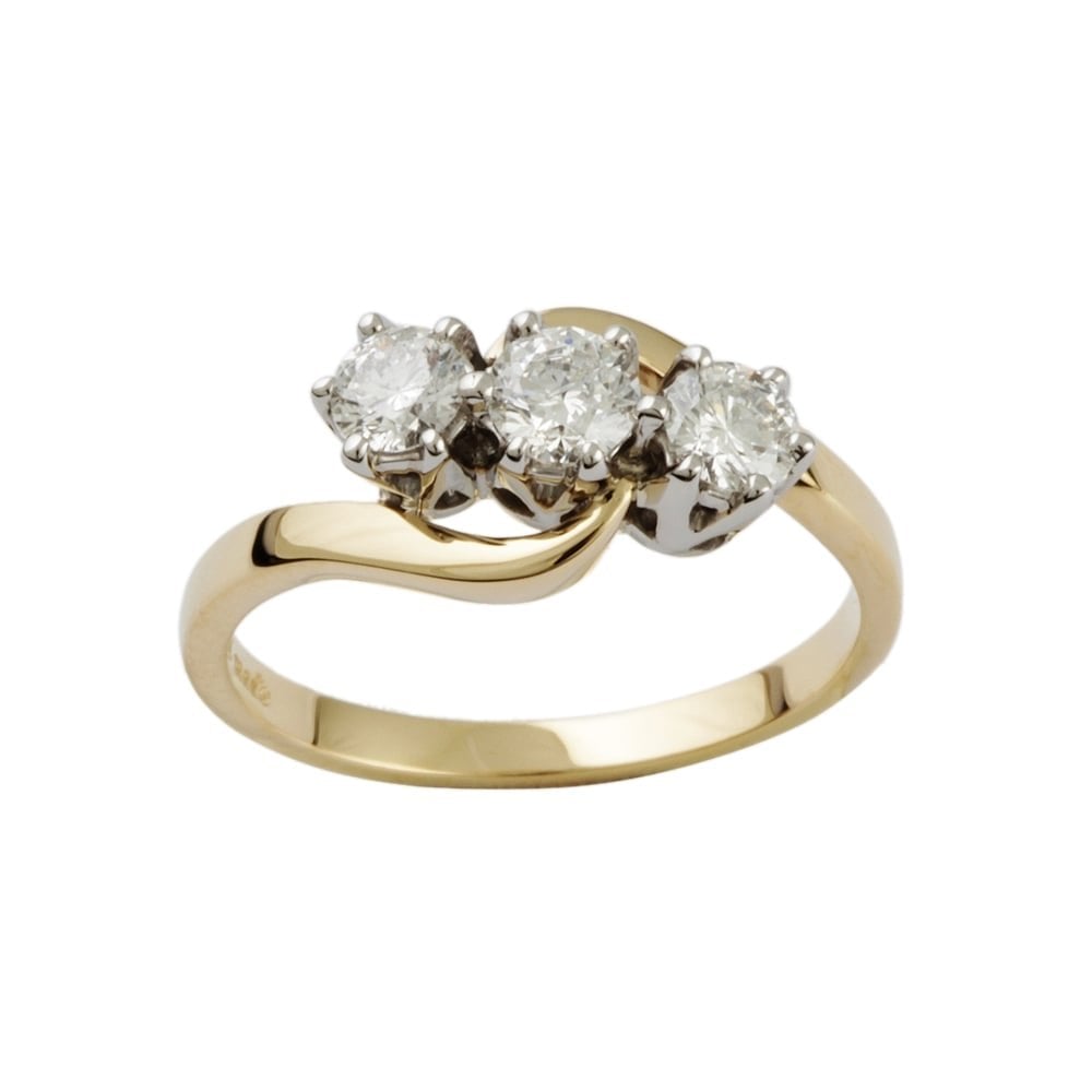9ct Yellow and White Gold Diamond Three Stone Ring