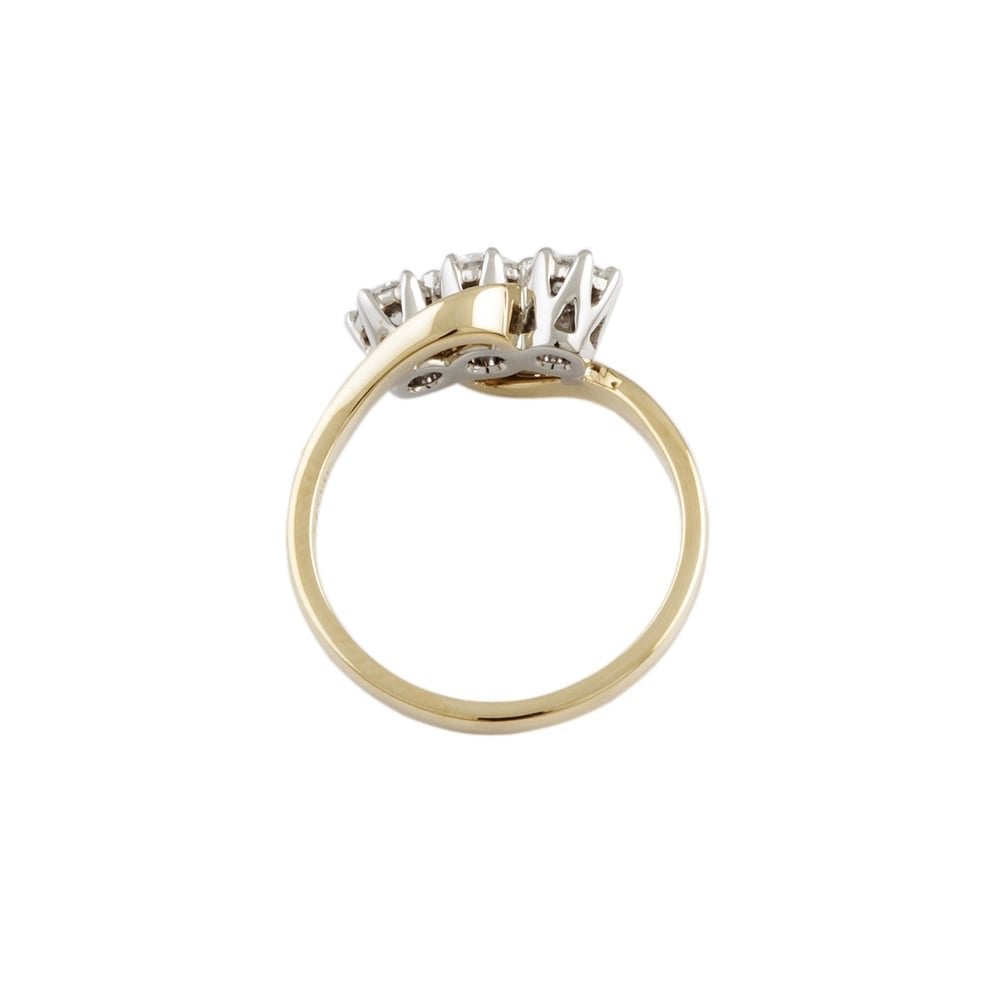 9ct Yellow and White Gold Diamond Three Stone Ring