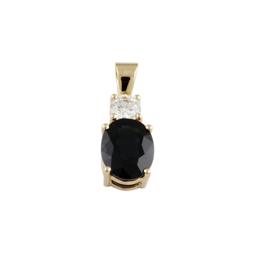 9ct Yellow Gold Blue Sapphire and Diamond Pendant