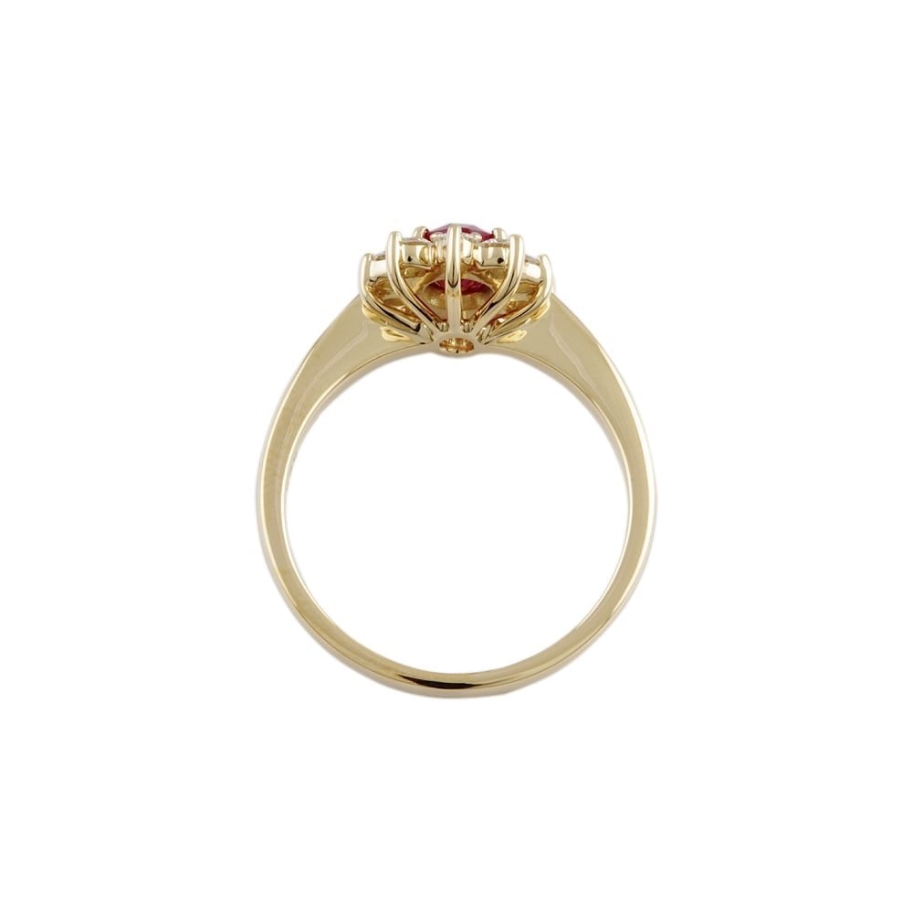 9ct Yellow Gold Ruby and Diamond Cluster Ring