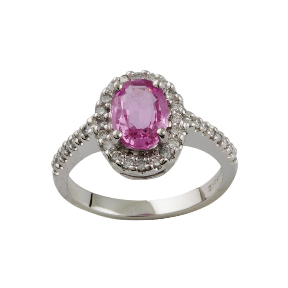 9ct White Gold Pink Sapphire and Diamond Dress Ring