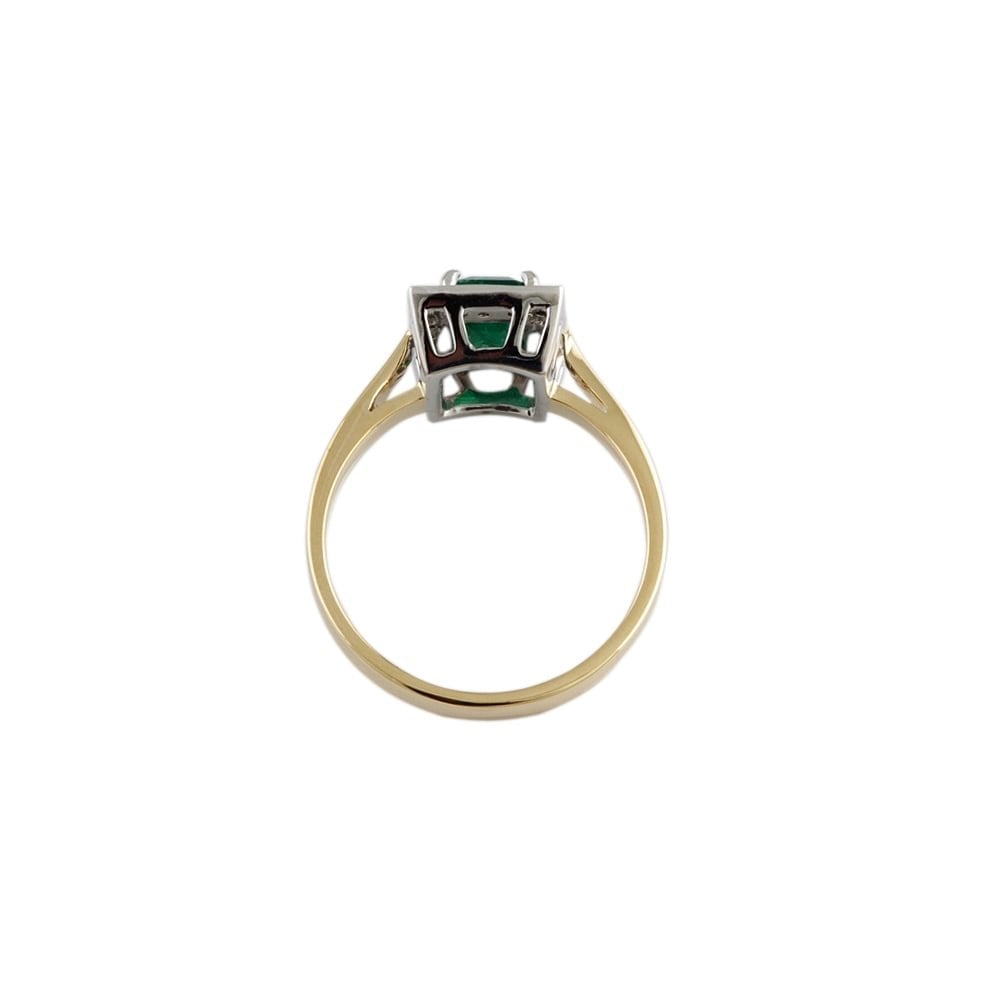 9ct Yellow And White Gold Emerald and Diamond Dress Ring