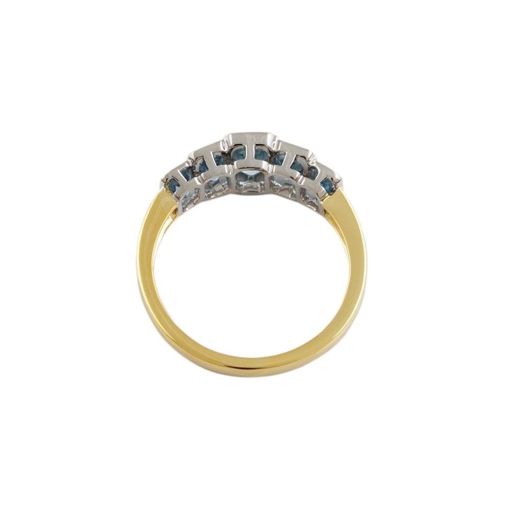 9ct Yellow and White Gold Aquamarine Five Stone Ring