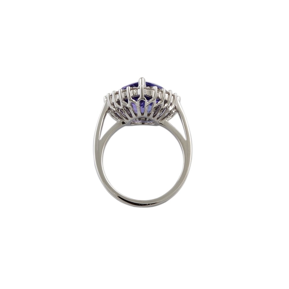 9ct White Gold Tanzanite 6.05ct and Diamond 0.81ct Cluster Ring