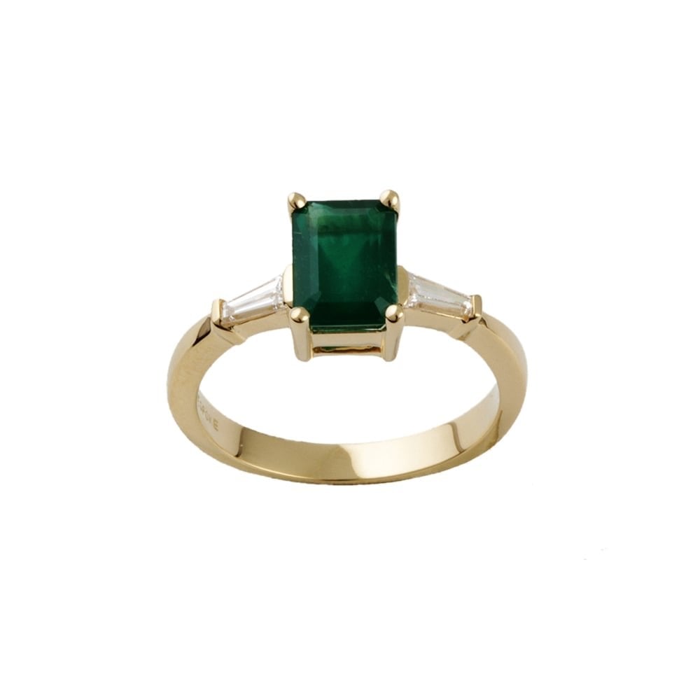 9ct Yellow Gold Emerald 1.55ct and Diamond 0.23ct Dress Ring