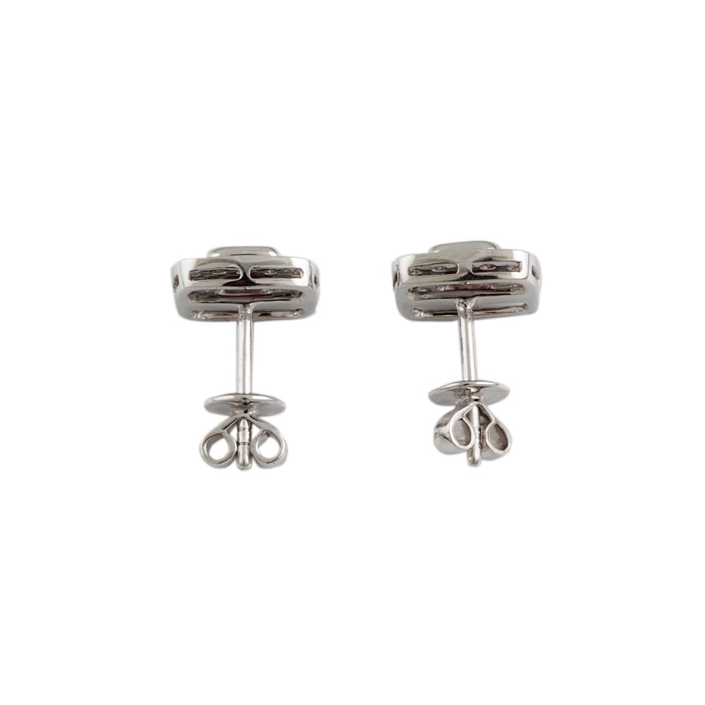 9ct White Gold Ruby 0.71ct and Diamond 0.32ct Cluster Earrings