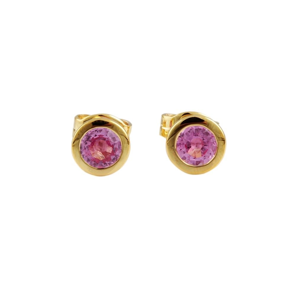 9ct Yellow Gold Pink Sapphire 1.33ct Stud Earrings