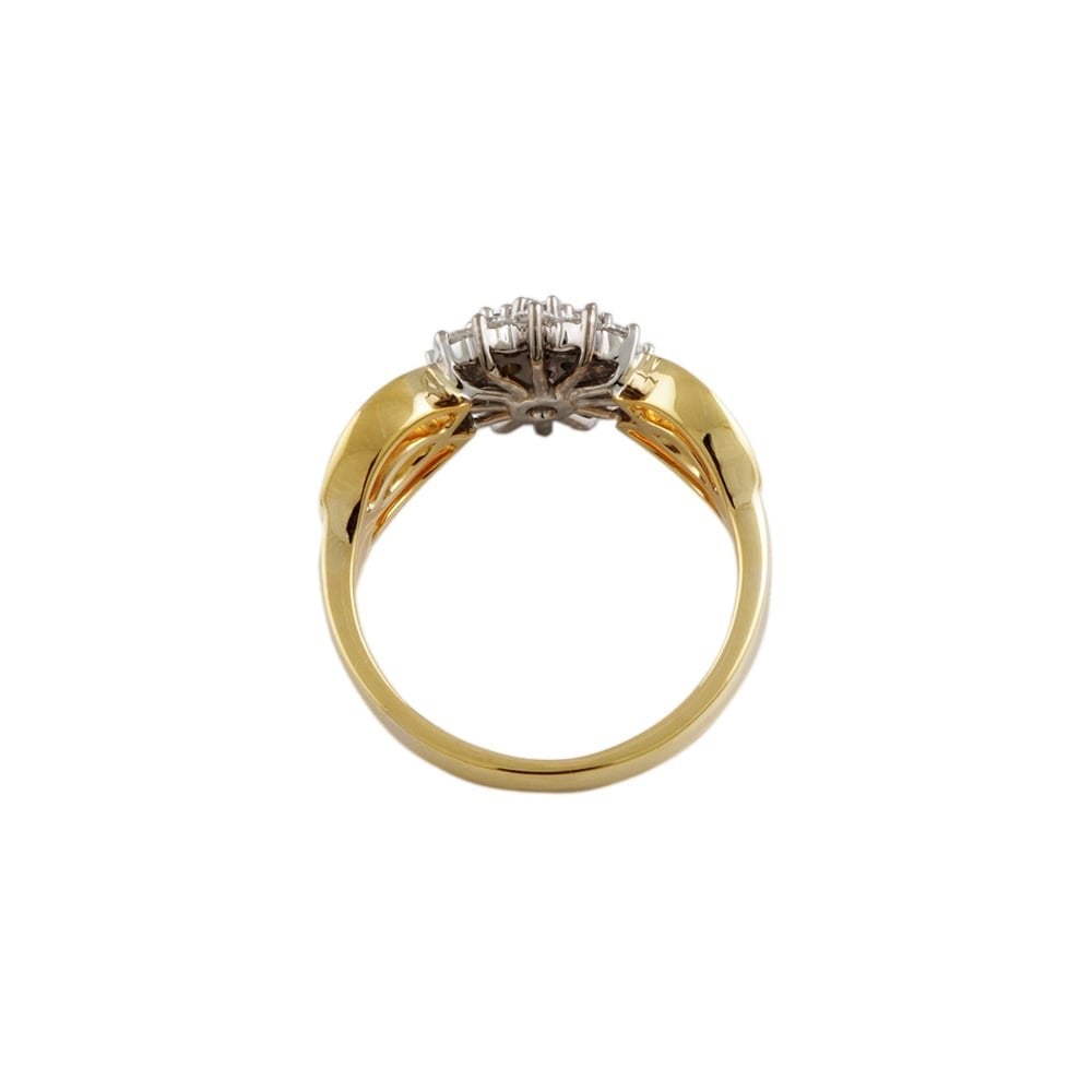 9ct Yellow and White Gold Diamond 0.52ct Cluster Ring