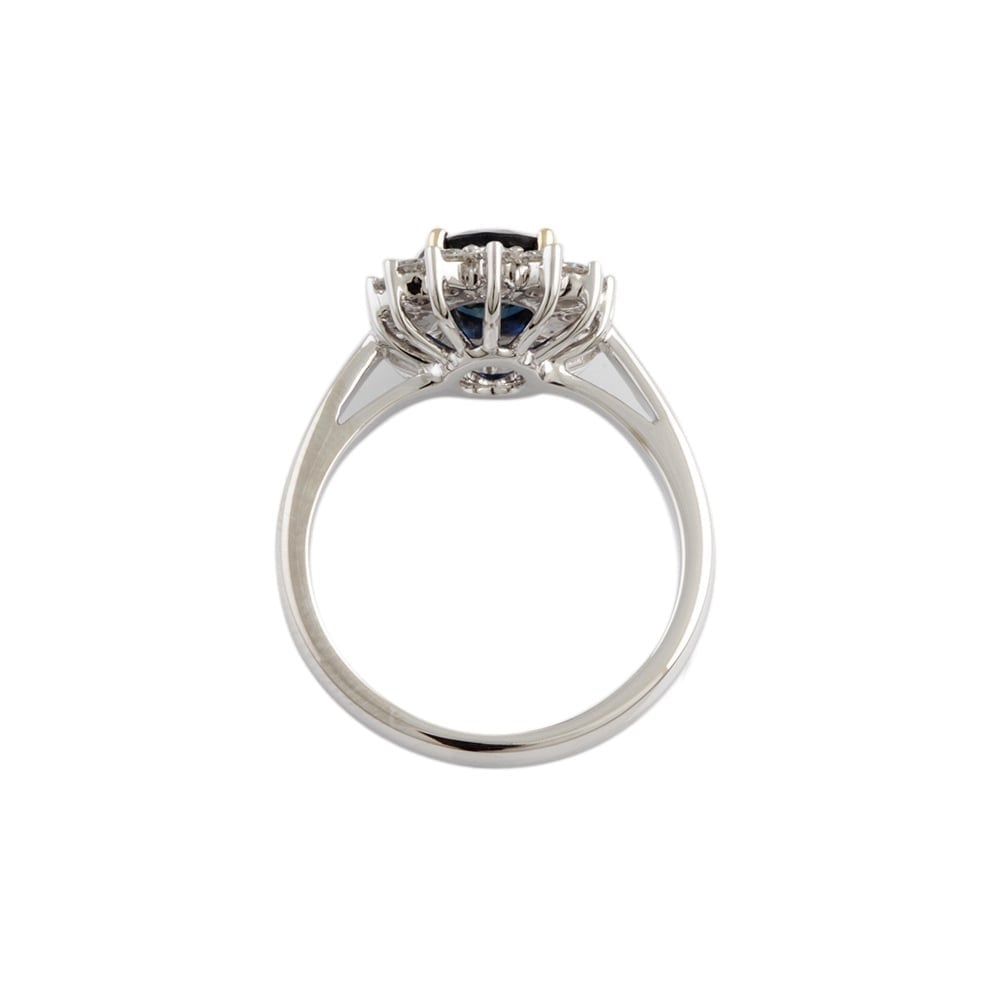 Platinum Sapphire 2.01ct and Diamond 0.60ct Cluster Ring