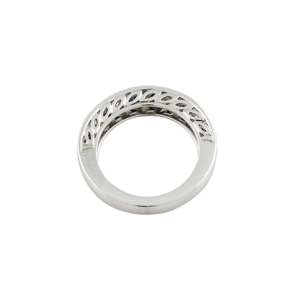 PLATINUM HALF ETERNITY RING WITH 0.48CT DIAMONDS AND 0.60CT BLUE SAPPHIRES