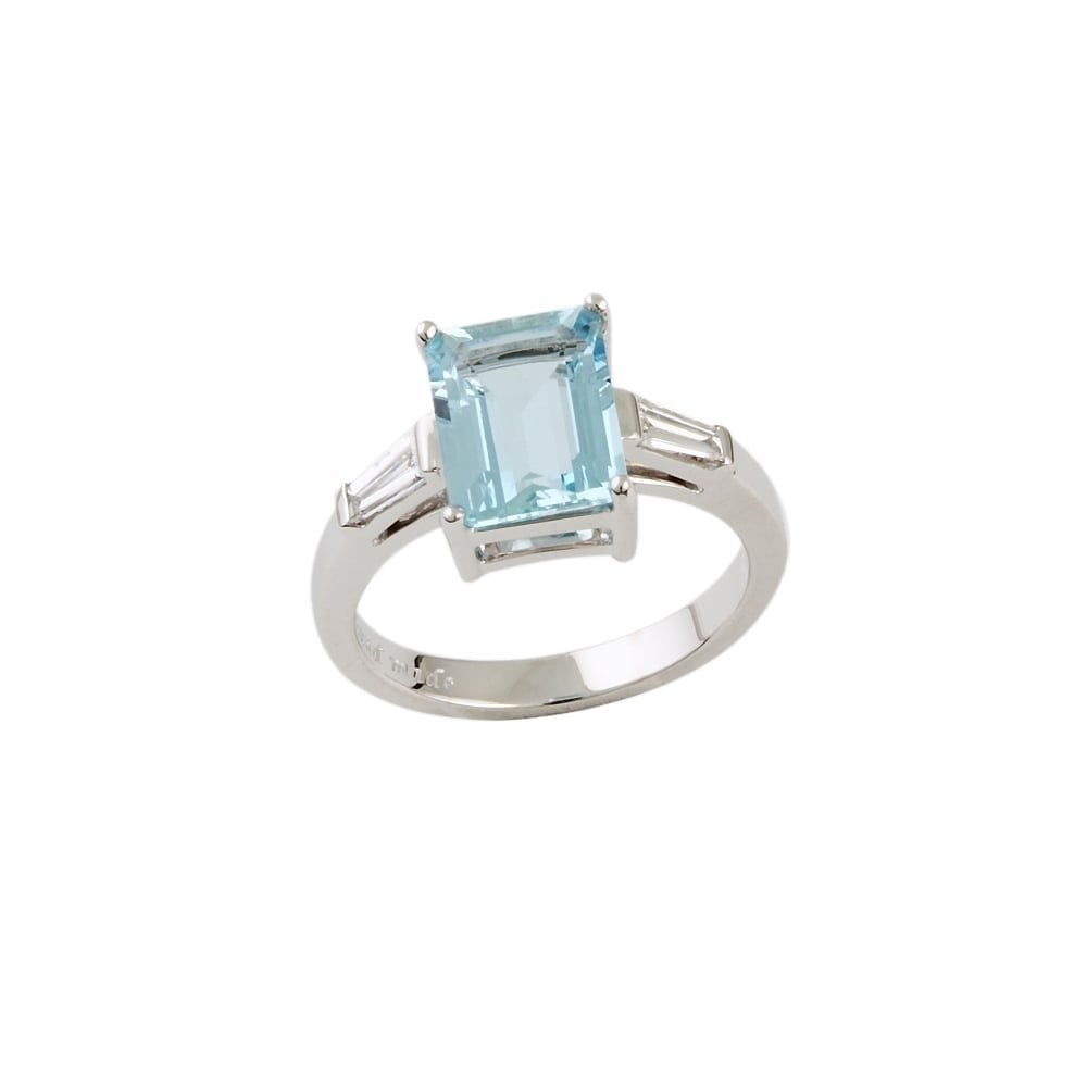Platinum Aquamarine 1.97ct and diamond ring 0.24ct
