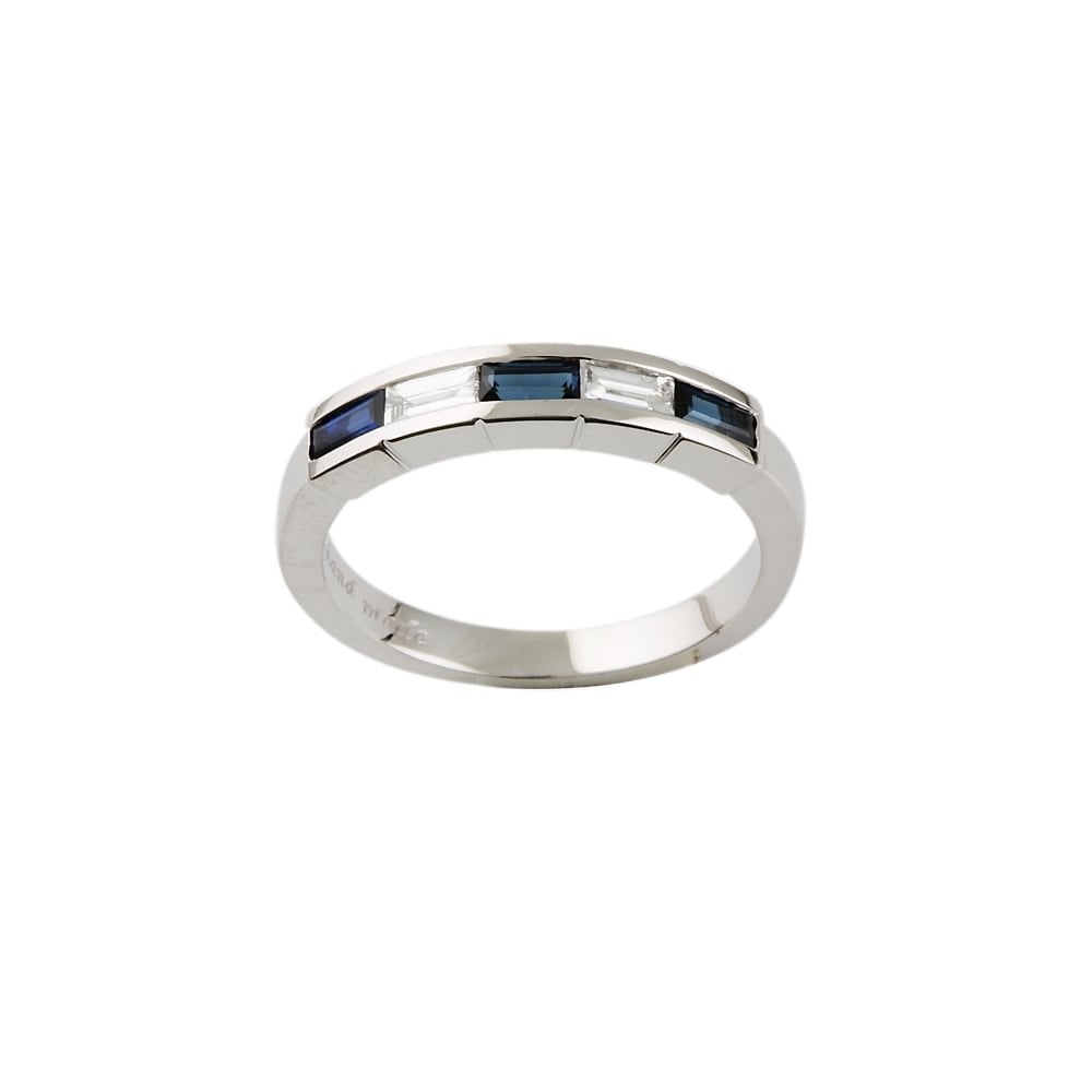 PLATINUM HALF ETERNITY RING WITH 0.53CT BLUE SAPPHIRES AND 0.21CT DIAMONDS