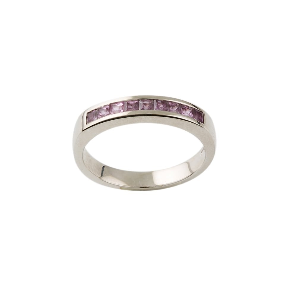 PLATINUM HALF ETERNITY RING WITH 0.56CT PINK-SAPPHIRES