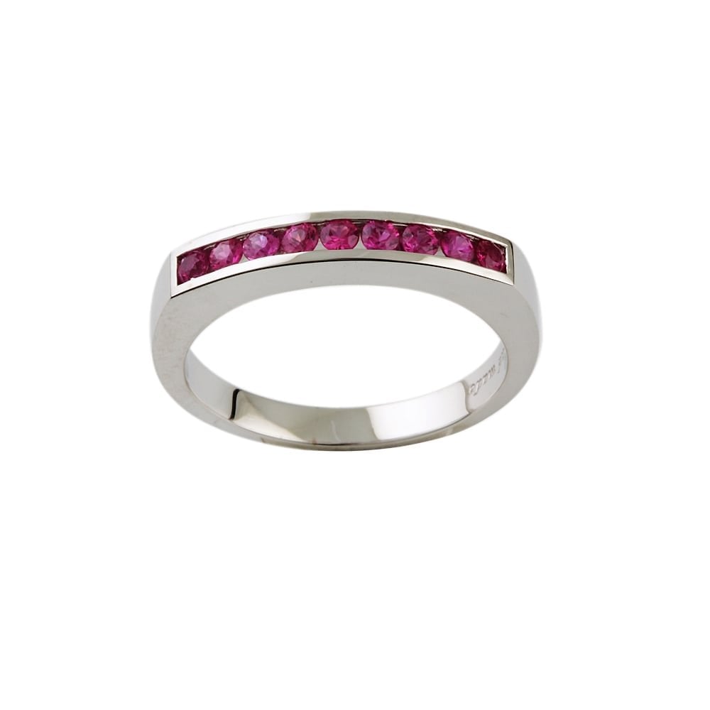 PLATINUM HALF ETERNITY RING WITH 0.36CT PINK-SAPPHIRES