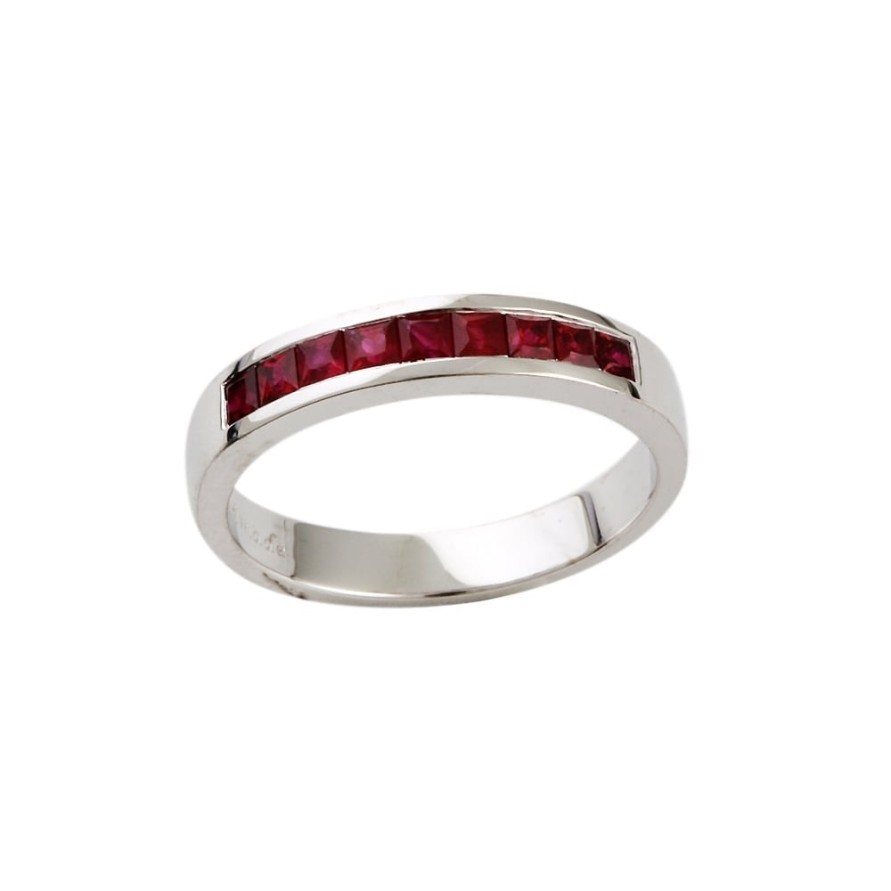 PLATINUM HALF ETERNITY RING WITH 0.66CT RUBIES