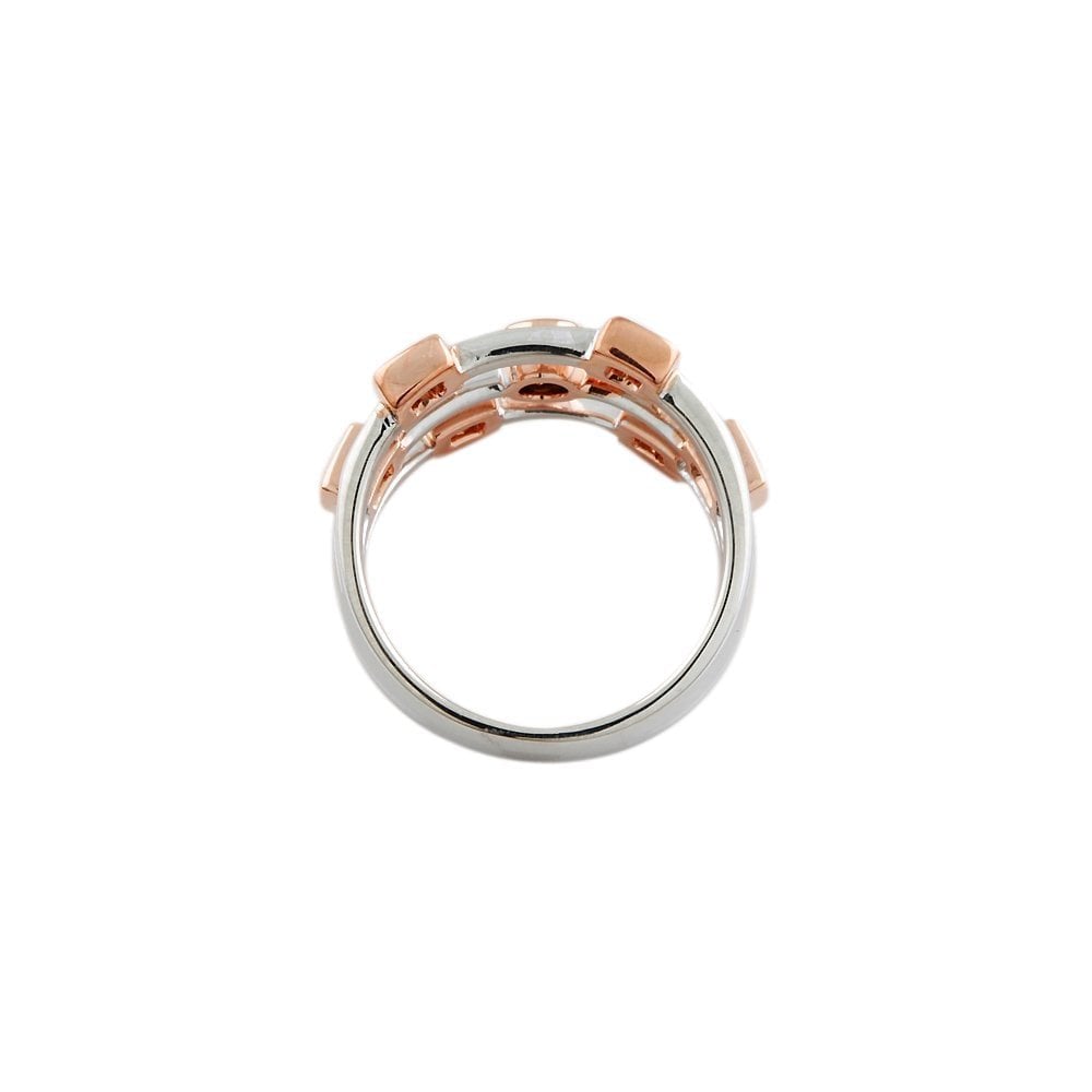 18ct Rose Gold And Platinum Diamond Set Bubble Ring 0.62ct