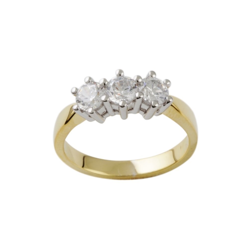 18ct Yellow and White Gold Three Stone Diamond Ring  Total Weight 0.90ct