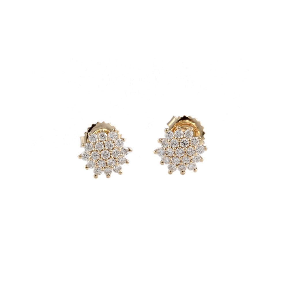 9ct Yellow Gold Cluster Earrings  0.56CT