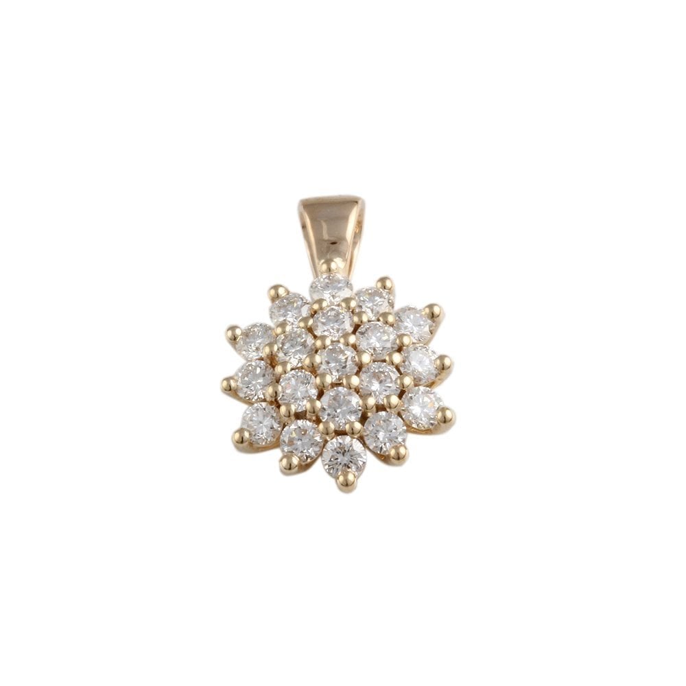 9CT Yellow Gold Daimond Cluster Pendant 0.69CT