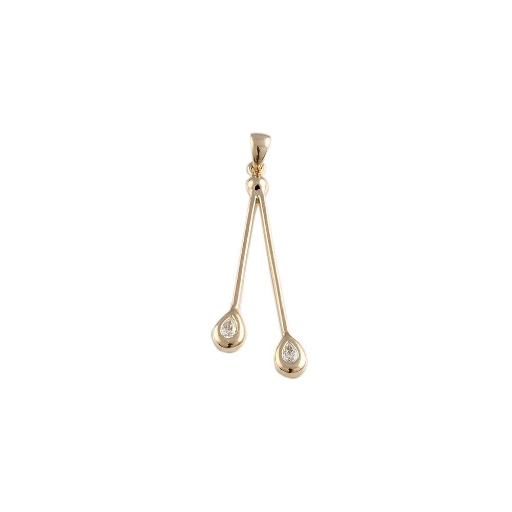 9CT Yellow Gold Double Drop Diamond Pendant 0.14CT