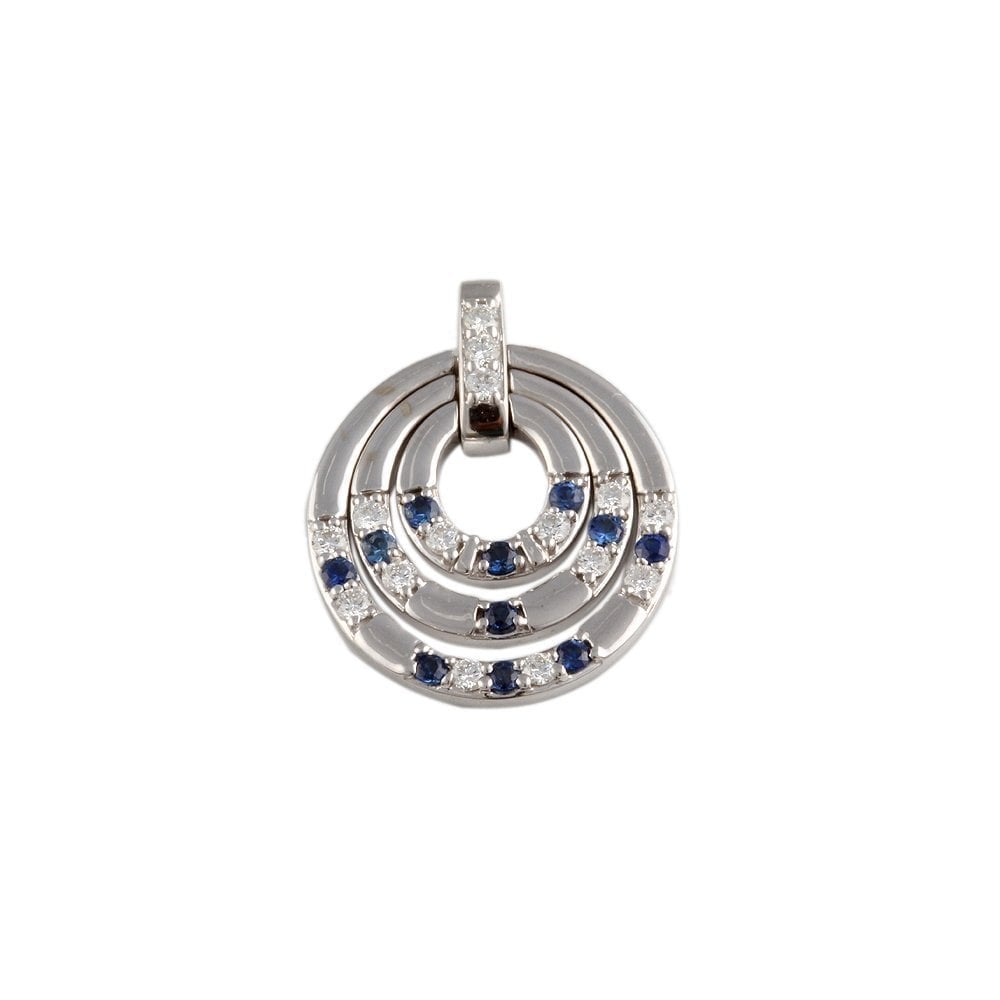 9ct White Gold Diamond 0.31ct and Blue Sapphire Pendant 0.29ct