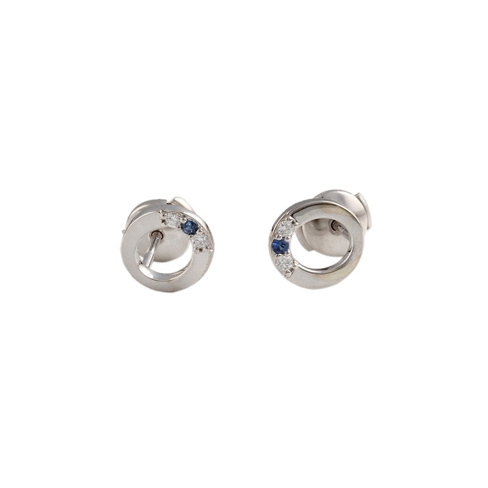 18ct White gold Diamond 0.08ct and Blue Sapphire 0.05ct Earrings