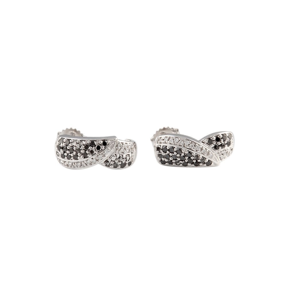 9ct White Gold Black and White Diamond Stud Earrings  0.95CT